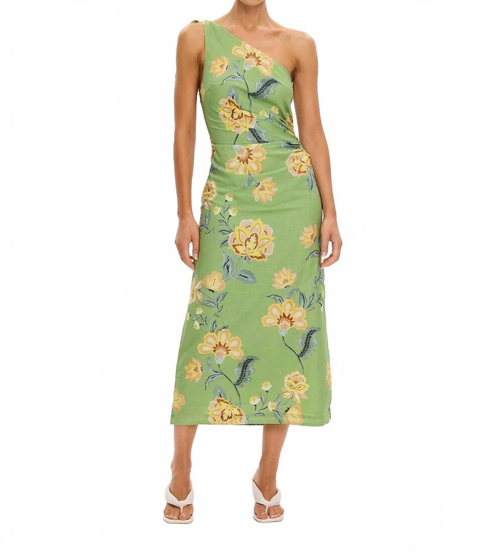 NEW KIVARI eve one shoulder midi dress in green